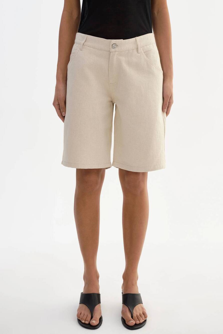 NEW LAMARQUE bary linen twill bermuda shorts in natural